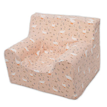 Încarcă imaginea în vizualizatorul Galerie, Fotoliu pentru copii Roz cu Gaste, Catifea elastica, TWINDECO Goose Pink Armchair