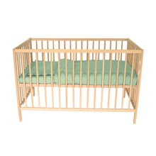 Încarcă imaginea în vizualizatorul Galerie, Set lenjerie bumbac organic, patut uni 120x60, 3 piese verde menta, TWINDECO