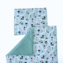 Încarcă imaginea în vizualizatorul Galerie, Set lenjerie bumbac organic, patut 120x60, 3 piese casute mint, TWINDECO