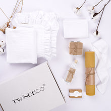 Încarcă imaginea în vizualizatorul Galerie, Set Trusou Botez Alb Muselină Dublată TWINDECO White Cotton Flower