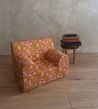 Încarcă imaginea în vizualizatorul Galerie, Fotoliu pentru copii Galben Muștar cu Roz Circ, Bumbac, TWINDECO Circus Kids Armchair