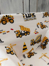 Încarcă imaginea în vizualizatorul Galerie, Fotoliu pentru Copii, Alb cu Excavatoare, Bumbac, TWINDECO Excavators Kids Armchair