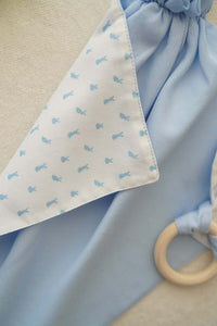 Păturică somn bebe + inel dentiție Iepuraș Albastru TWINDECO Blue Sleepy Bunny