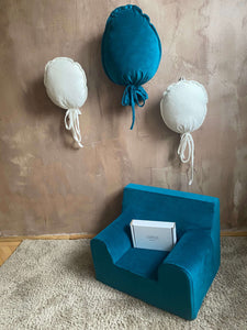 Balon din catifea albastru petrol, decorațiune perete camera copilului, TWINDECO Petrol Velvet Balloon
