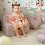 Fotoliu pentru Copii Roz pudrat, Catifea, TWINDECO Dusty Pink Velvet