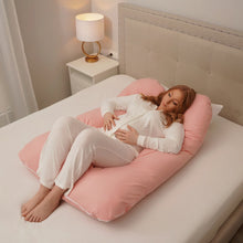 Încarcă imaginea în vizualizatorul Galerie, Pernă pentru Gravide 3 în 1 TWINDECO Maxim Roz Somon, 100% BUMBAC ORGANIC
