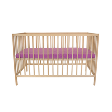 Încarcă imaginea în vizualizatorul Galerie, Cearceaf Elastic Impermeabil Mov dublat 2in1, 120x60, bumbac organic cu interior captusit impermeabil
