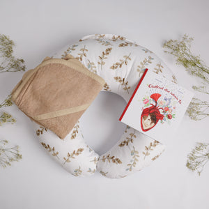Set Cadou pentru Gravide cu perna alaptare, prosop 100x100 cm + BONUS carte CADOU
