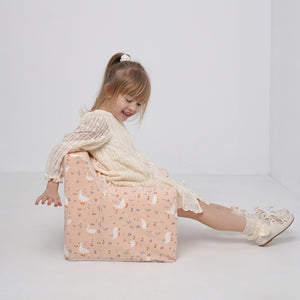 Fotoliu pentru copii Roz cu Gaste, Catifea elastica, TWINDECO Goose Pink Armchair