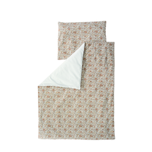 Încarcă imaginea în vizualizatorul Galerie, Set lenjerie bumbac organic, patut 120x60, 3 piese, floricele bej TWINDECO
