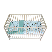 Încarcă imaginea în vizualizatorul Galerie, Set lenjerie bumbac organic, patut 120x60, 3 piese casute mint, TWINDECO
