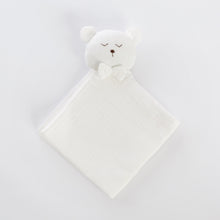 Încarcă imaginea în vizualizatorul Galerie, Cadou jucarie nou nascut, minipăturică somn bebe Ursuleț alb, muselină, TWINDECO White Sleepy Teddy
