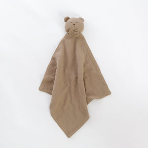 Cadou jucarie nou nascut, minipăturică somn bebe Ursuleț maro, muselină, TWINDECO Brown Sleepy Teddy