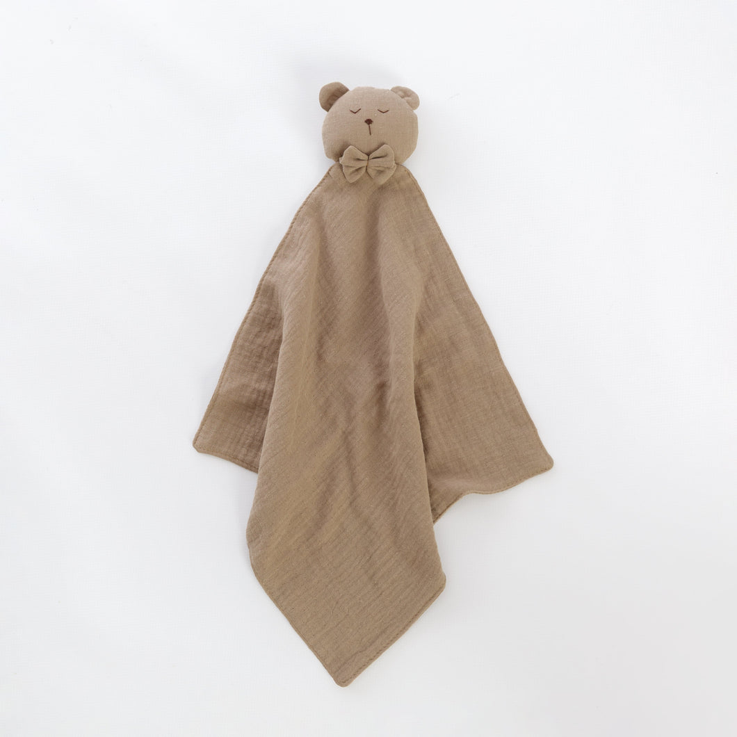 Cadou jucarie nou nascut, minipăturică somn bebe Ursuleț maro, muselină, TWINDECO Brown Sleepy Teddy