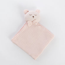 Încarcă imaginea în vizualizatorul Galerie, Cadou jucarie nou nascut, minipăturică somn bebe Ursuleț roz, muselină, TWINDECO Pink Sleepy Teddy
