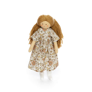 Twinkle Doll TWINDECO cu Rochie cu flori bej, papusa textila, 35 cm