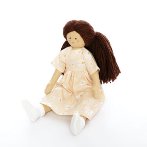 Twinkle Doll TWINDECO cu Rochie Roz cu Margarete, papusa textila, 35 cm