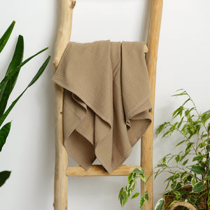 Păturică muselină Maro, 120x100cm, TWINDECO Brown Cotton Flower