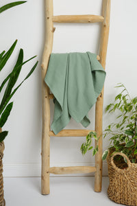 Păturică muselină Verde Mentă, 120x100cm, TWINDECO Mint Cotton Flower