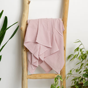 Păturică muselină Roz Antic, 120x100cm, TWINDECO Old Pink Cotton Flower