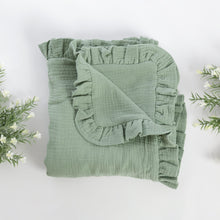 Încarcă imaginea în vizualizatorul Galerie, Păturică muselină cu volănașe, mint, 90x95cm TWINDECO Mint Cotton Flower
