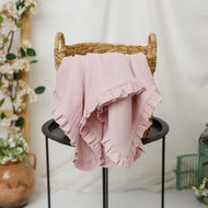 Păturică muselină cu volănașe, Roz Antic, 90x95cm TWINDECO Old Pink Cotton Flower