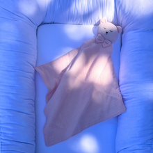 Încarcă imaginea în vizualizatorul Galerie, Cadou jucarie nou nascut, minipăturică somn bebe Ursuleț roz, muselină, TWINDECO Pink Sleepy Teddy
