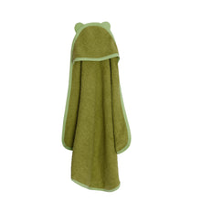 Încarcă imaginea în vizualizatorul Galerie, Prosop de baie pentru copii, cu glugă și urechi, verde olive, 100 x 100 cm, TWINDECO Olive Green Teddy
