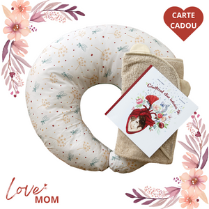 Set Cadou pentru Gravide LOVE MOM TWINDECO perna alaptare Dill + prosop BebeHug BONUS CARTE CADOU