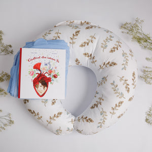 Set Cadou pentru Gravide cu perna alaptare, prosop hands-free + BONUS carte CADOU