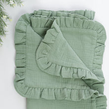 Încarcă imaginea în vizualizatorul Galerie, Set Trusou Botez Muselină Mint Dublată TWINDECO Dark Mint Cotton Flower

