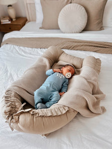 Baby Nest Bej cu Volănașe TWINDECO Beige Cotton Flower