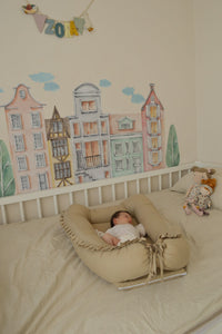 Baby Nest Bej cu Volănașe TWINDECO Beige Cotton Flower