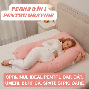 Pernă pentru Gravide 3 în 1 TWINDECO Maxim, 100% BUMBAC ORGANIC
