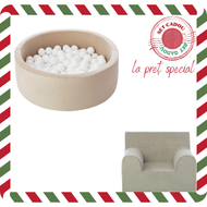 Set Cadou Craciun Piscina cu bile + fotoliu pentru copii, Bej, TWINDECO Christmas