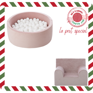 Set Cadou Craciun Piscina cu bile + fotoliu pentru copii, Roz pudrat, TWINDECO Christmas