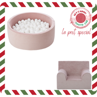Set Cadou Craciun Piscina cu bile + fotoliu pentru copii, Roz pudrat, TWINDECO Christmas