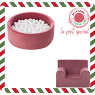 Set Cadou Craciun Piscina cu bile + fotoliu pentru copii, Roz Antic, TWINDECO Christmas