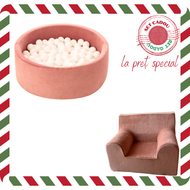Set Cadou Craciun Piscina cu bile + fotoliu pentru copii, Roz Vintage, TWINDECO Christmas