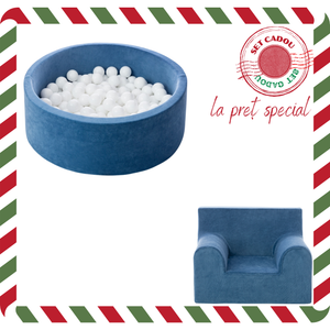 Set Cadou Craciun Piscina cu bile + fotoliu pentru copii, Albastru, TWINDECO Christmas