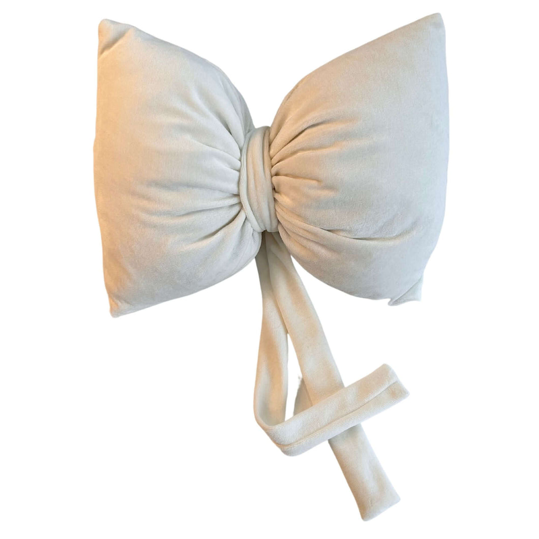 Pernă Fundă Albă, TWINDECO Velvet White Bow Cushion