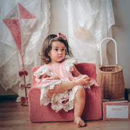 Fotoliu pentru Copii Roz Antic, Catifea, TWINDECO Antique Pink Velvet