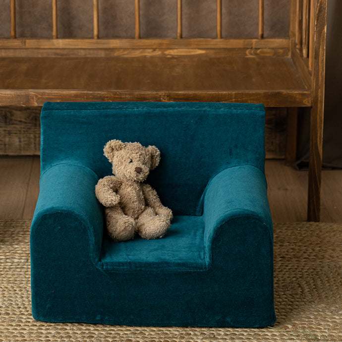 Fotoliu pentru Copii Albastru Petrol TWINDECO Petrol Blue Velvet