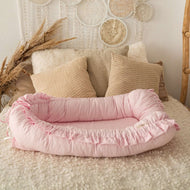 Baby Nest Roz cu Volănașe TWINDECO Pink Cotton Flower