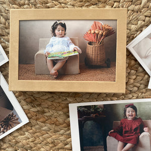 Ramă foto bebe cutie pentru fotografii Bej Catifea