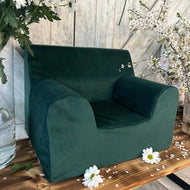 Fotoliu pentru Copii, Verde Smarald, Catifea rezistentă de Tapițerie, TWINDECO Emerald Green Velvet Media 1 of 14