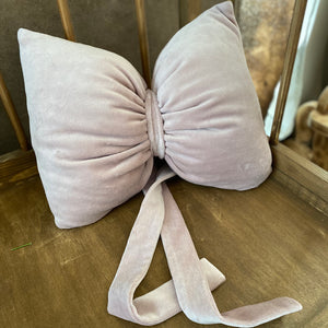 Pernă Fundă Roz Pudrat, TWINDECO Velvet Dusty Pink Bow Cushion